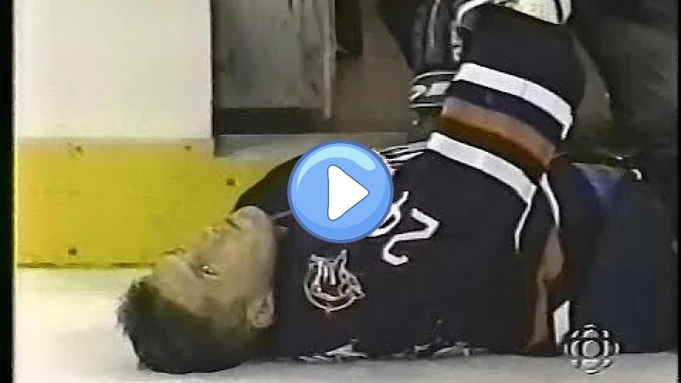 Video thumb: In 1997, Bryan Marchment collided with the penalty box door and knocked himself out.
