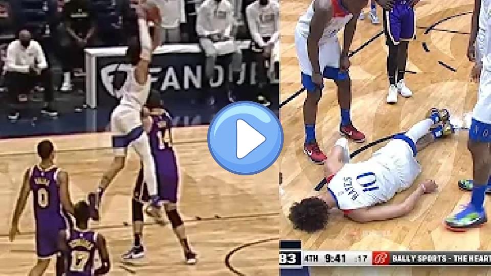 Video thumb: Jaxson Hayes attempts to challenge Marc Gasol but jeopardizes his own career.