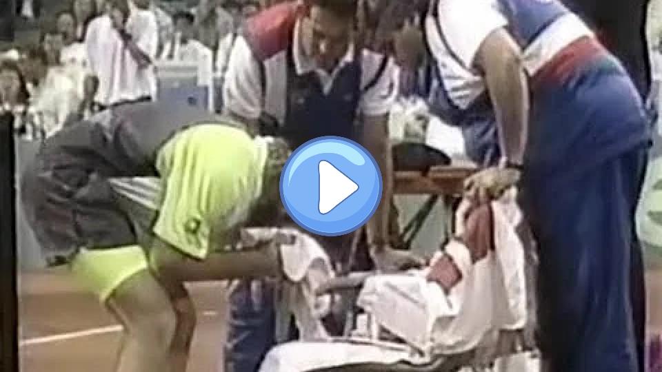 Play video: Agassi retires due to injury during Davis Cup. Video thumb: Agassi retires due to injury during Davis Cup.