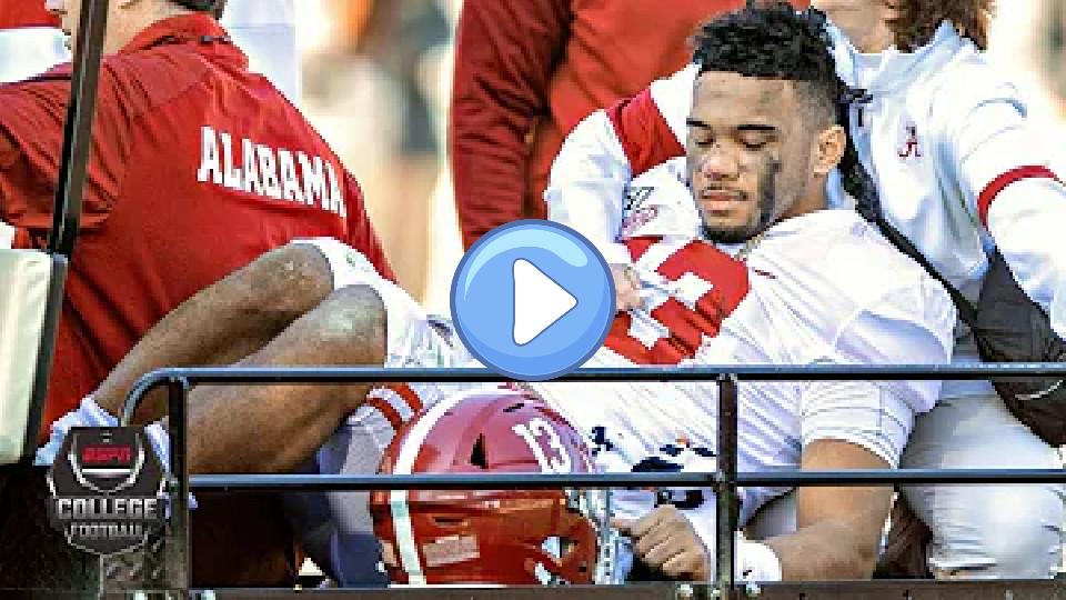 Play video: Tua Tagovailoa was carted off with a hip injury against Mississippi State | College Football Highlights Video thumb: Tua Tagovailoa was carted off with a hip injury against Mississippi State | College Football Highlights