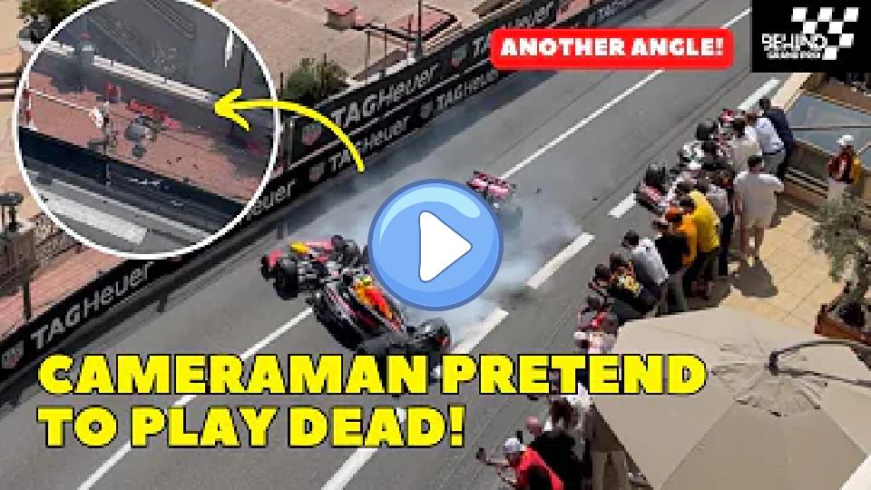 Video thumb: Cameraman injured after first-lap crash between Sergio Perez and both Haas drivers at Monaco GP