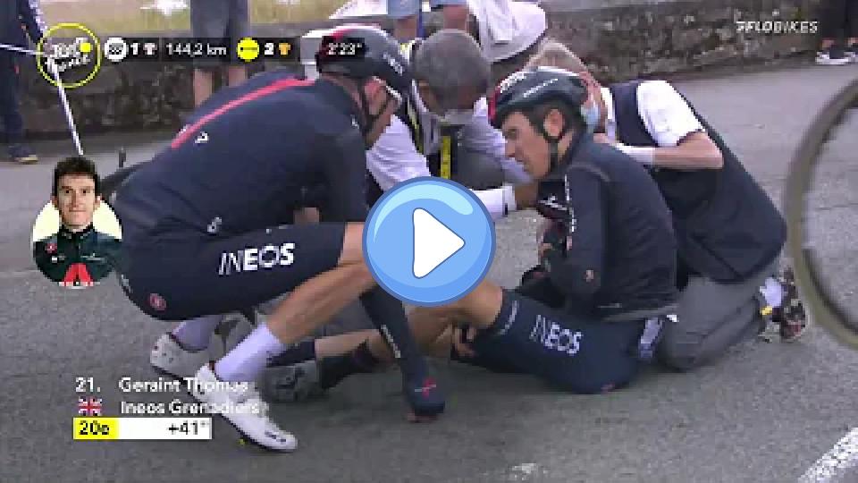 Video thumb: Geraint Thomas Dislocates Shoulder but Continues Racing on Stage 3!