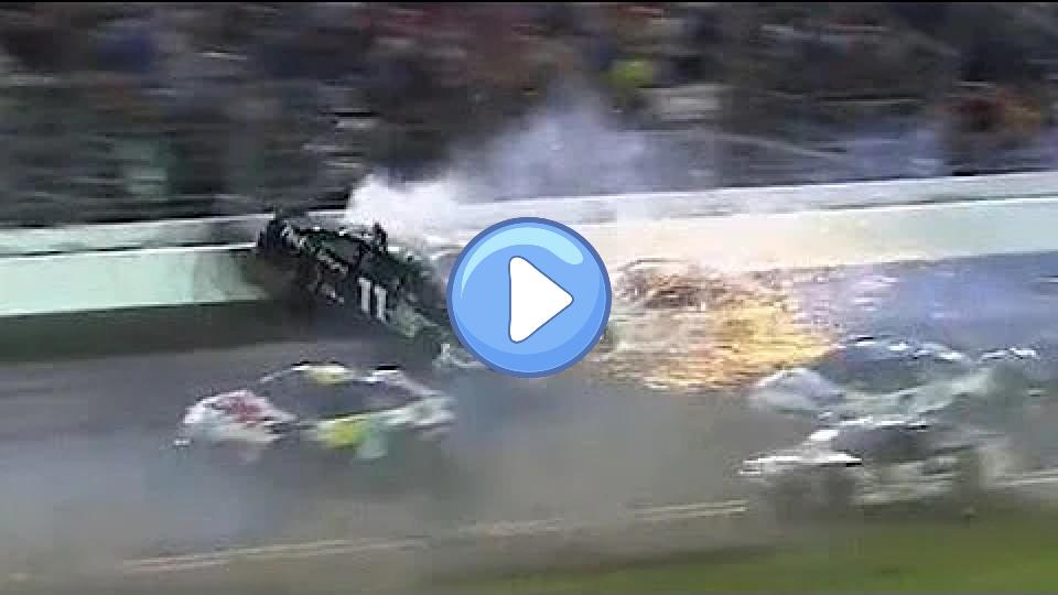 Play video: Denny Hamlin Goes Airborne During Massive Wreck | Coke Zero 400, Daytona Video thumb: Denny Hamlin Goes Airborne During Massive Wreck | Coke Zero 400, Daytona