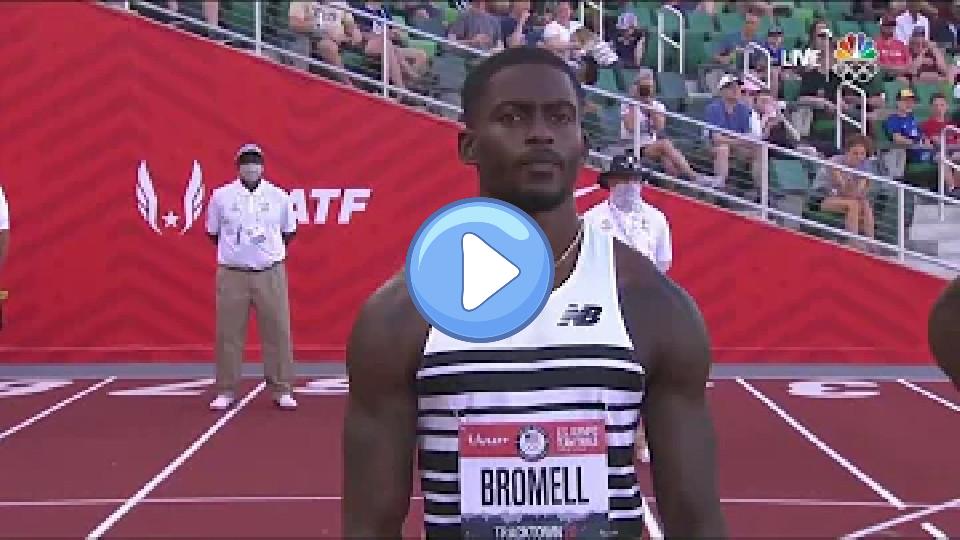 Video thumb: Trayvon Bromell secured his ticket to Tokyo as Justin Gatlin pulled his hamstring during the U.S. Olympic trials.