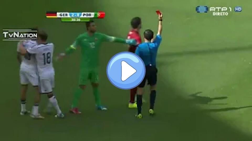 Play video: Pepe (Red Card) - Ridiculous Foul on Thomas Müller, Germany vs Portugal, World Cup 2014 Video thumb: Pepe (Red Card) - Ridiculous Foul on Thomas Müller, Germany vs Portugal, World Cup 2014