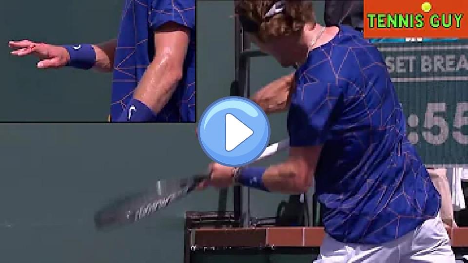 Video thumb: Andrey Rublev Hand Injury vs. Taylor Fritz | Indian Wells - Avoid Behavior On Court Like This