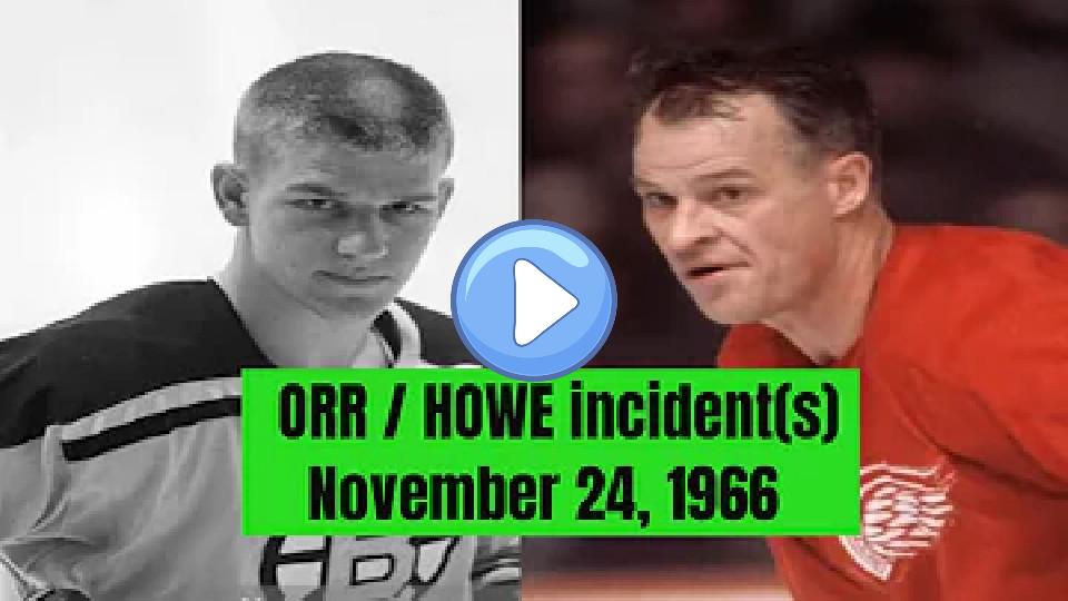 Play video: In November 1966, during the 1966-67 NHL season, an incident occurred between Gordie Howe and Bobby Orr at the Boston Garden. Video thumb: In November 1966, during the 1966-67 NHL season, an incident occurred between Gordie Howe and Bobby Orr at the Boston Garden.