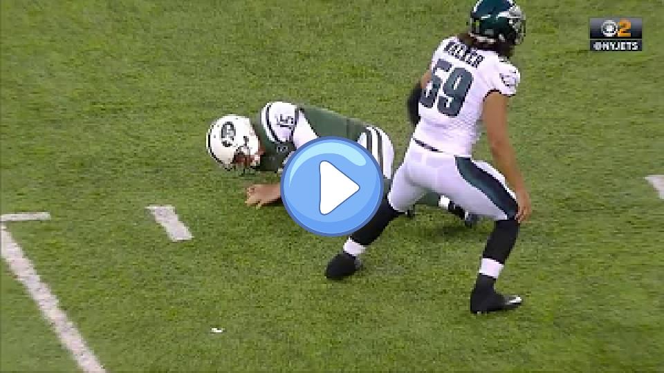 Video thumb: Josh McCown injured after a tackle on a 20-yard completion.