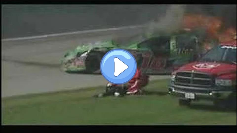 Video thumb: In 2003, Bobby Labonte crashed at Chicagoland Speedway, with his car catching fire.