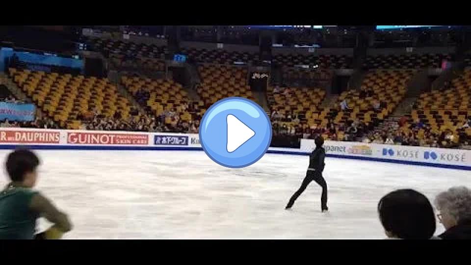 Video thumb: Yuzuru Hanyu—rare mistake during warm-up at the 2016 World Championships