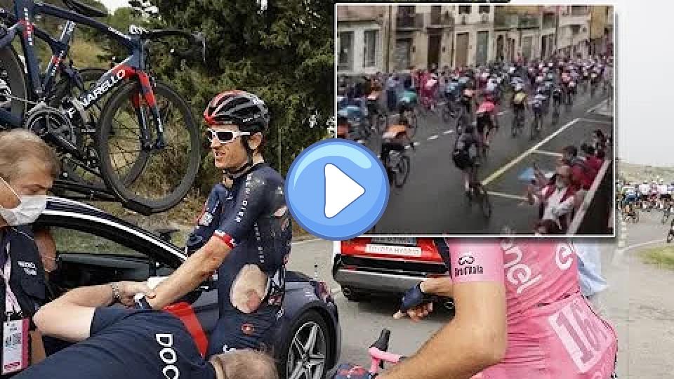 Video thumb: Cyclist Falls Because of a Bottle (Geraint Thomas)