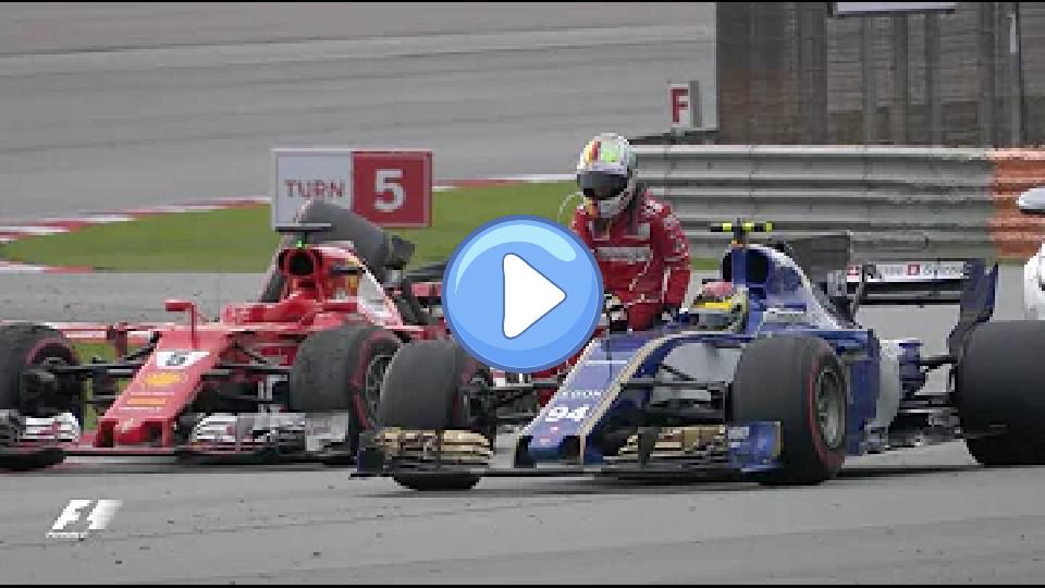 Video thumb: Vettel Hitches a Lift After Crash | 2017 Malaysian Grand Prix