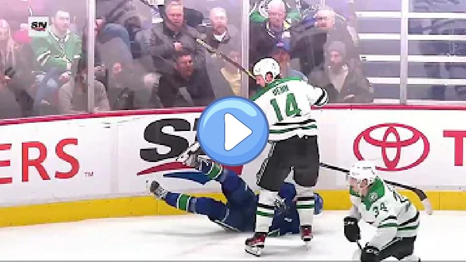 Video thumb: Luke Schenn Responds After Jamie Benn Hits Quinn Hughes