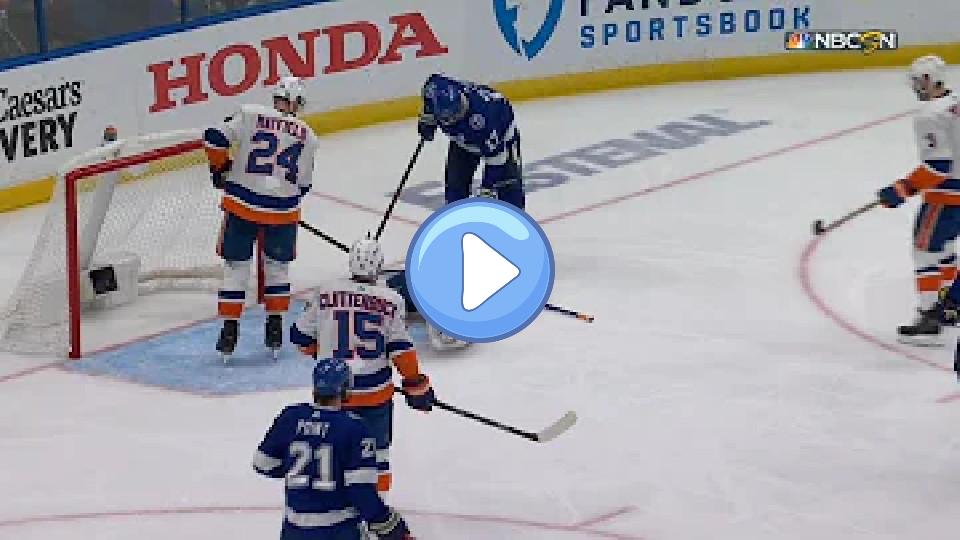 Video thumb: Ilya Sorokin Stung by Nikita Kucherov's Shot, Sorokin Wants to Stay in the Game