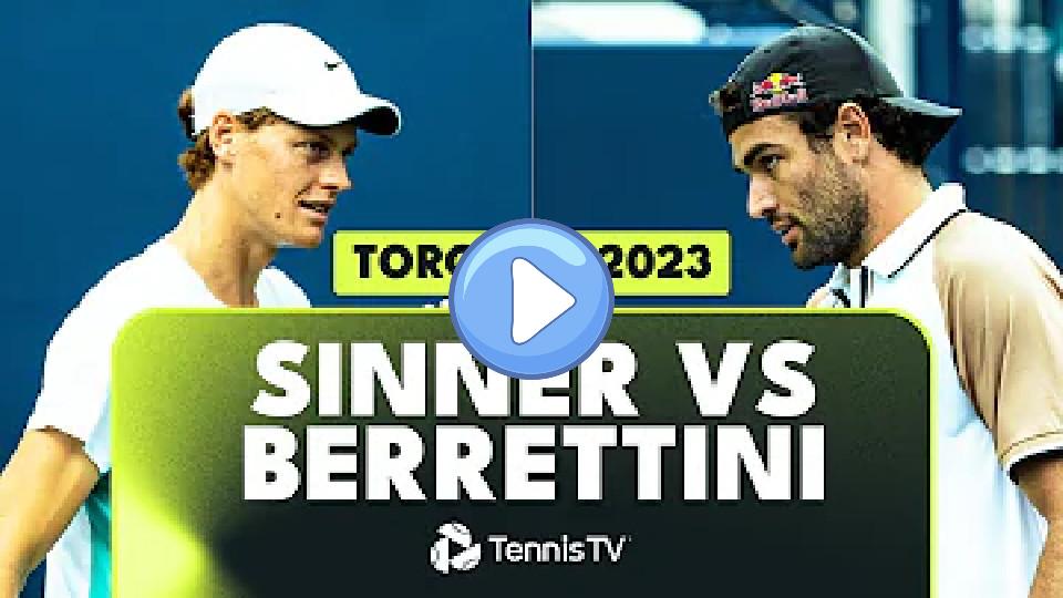 Play video: Jannik Sinner vs Matteo Berrettini Highlights | Toronto 2023 Video thumb: Jannik Sinner vs Matteo Berrettini Highlights | Toronto 2023