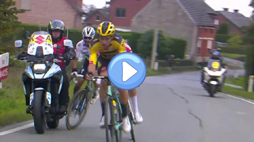 Video thumb: Cycling Crash: Julian Alaphilippe with Motorbike, Tour of Flanders 2020