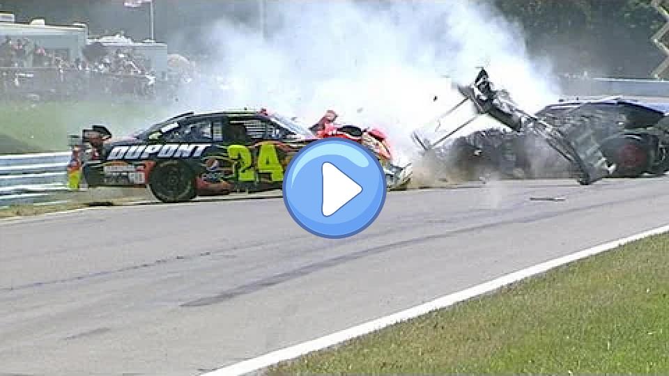 Video thumb: J. Gordon, Burton, and Hornish involved in major Watkins Glen crash