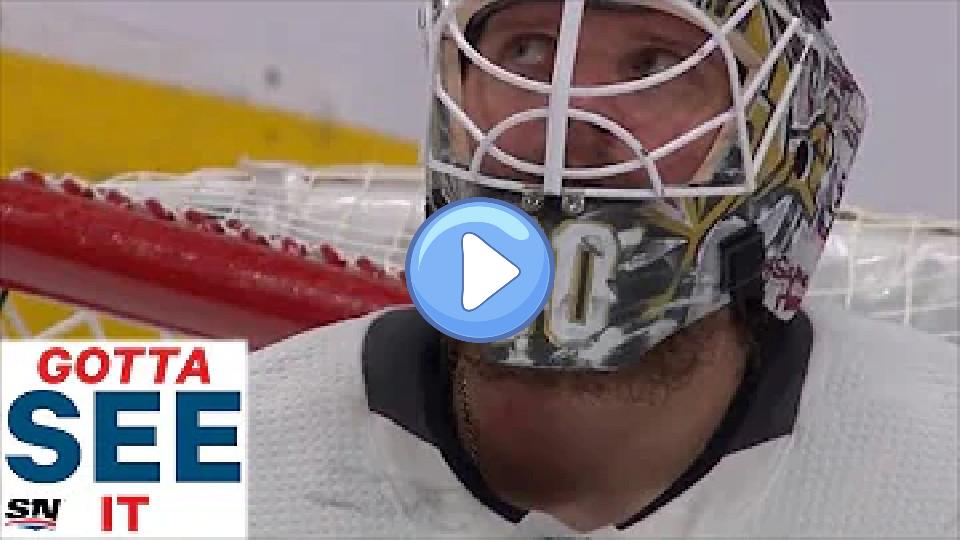 Play video: GOTTA SEE IT: Lehner Takes a Puck to the Neck from Radulov's Shot Video thumb: GOTTA SEE IT: Lehner Takes a Puck to the Neck from Radulov's Shot