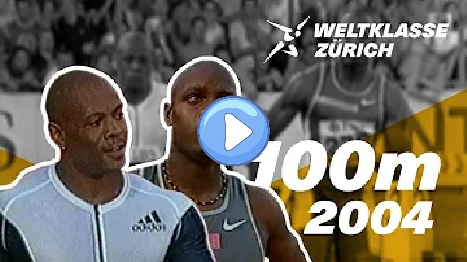Video thumb: Asafa Powell vs. Maurice Greene, 100m at Weltklasse Zürich in 2004