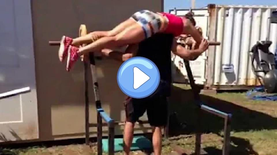 Video thumb: Aksel Lund Svindal does weightlifting with Julia Mancuso.