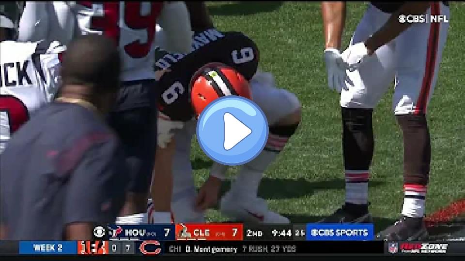 Video thumb: Baker Mayfield Attempts to Make a Tackle and Injures Shoulder | Browns vs. Texans