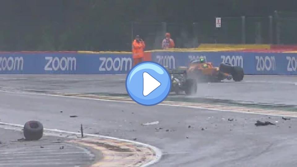 Video thumb: NORRIS' MASSIVE CRASH + VETTEL TRYING TO HELP HIM FILMED FROM THE GRANDSTANDS!