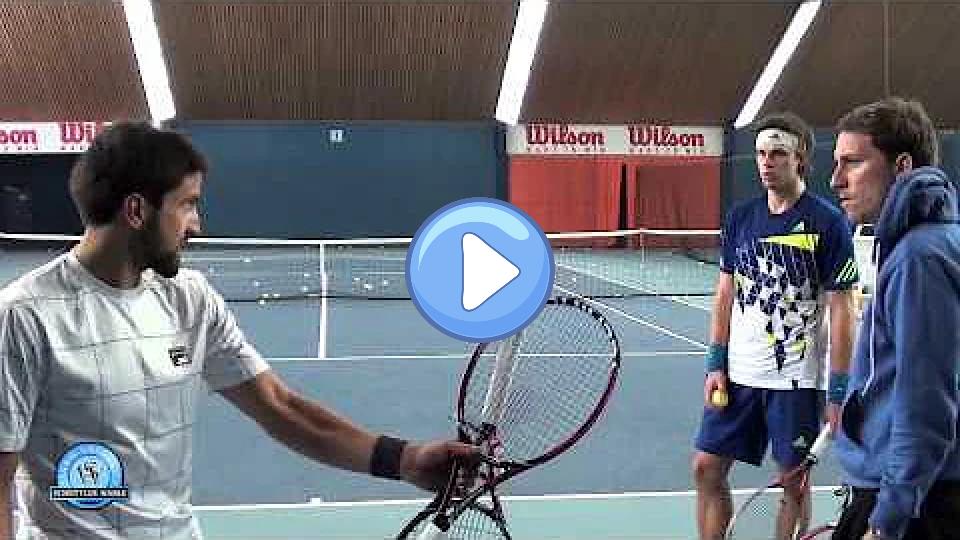 Video thumb: Janko Tipsarevic and Dominik Schulz practicing at Alexander Waske Tennis-University.