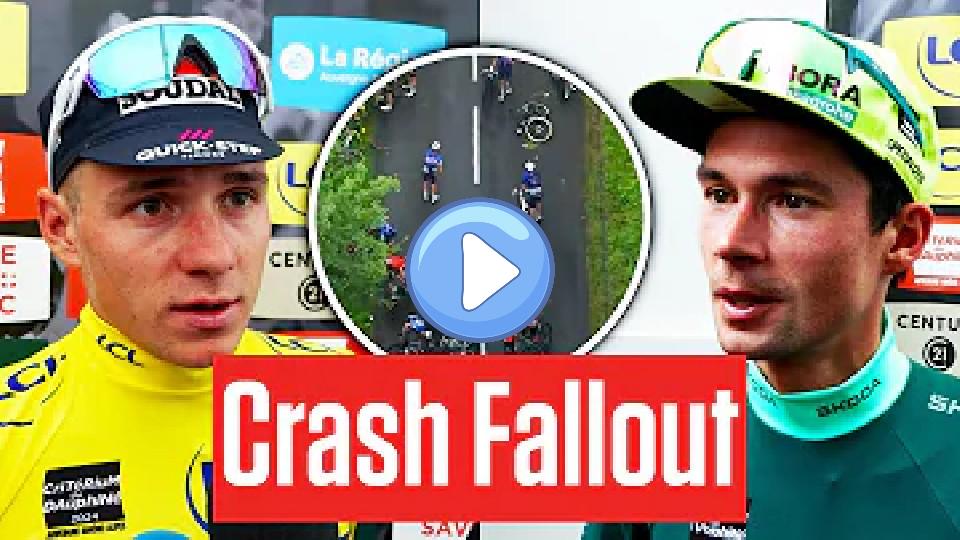 Video thumb: Remco Evenepoel and Primoz Roglic Assess Injuries After Critérium du Dauphiné 2024 Crash