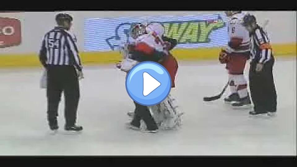 Video thumb: Cam Ward gets cut by Rick Nash's blade.