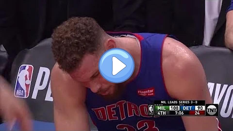 Video thumb: Blake Griffin receives a standing ovation after playing injured in the playoffs! Bucks vs. Pistons Game 4