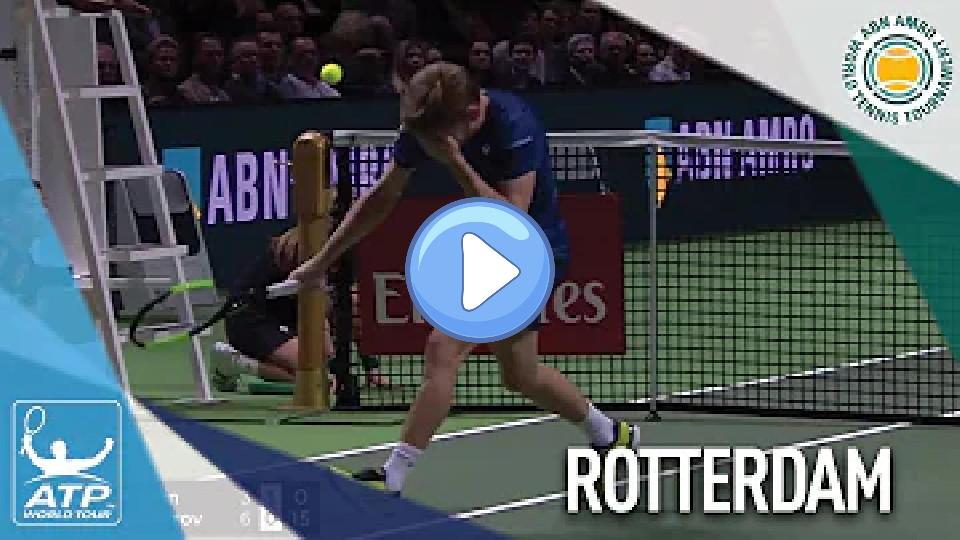 Video thumb: David Goffin Injures Eye in Freak Accident in Rotterdam 2018