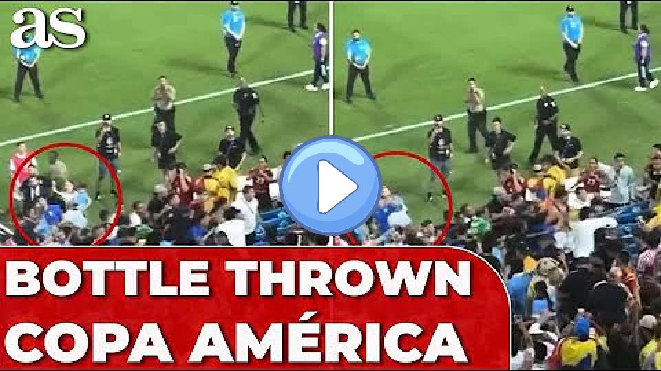 Video thumb: Bottle thrown at Valverde's partner and son amid stadium brawl, narrowly escaping injury