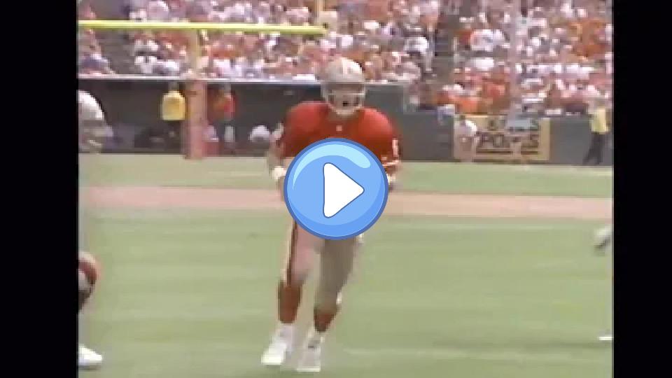 Video thumb: In 1993, during the game between the Atlanta Falcons and the San Francisco 49ers, Steve Young caught his own pass and nearly scored.