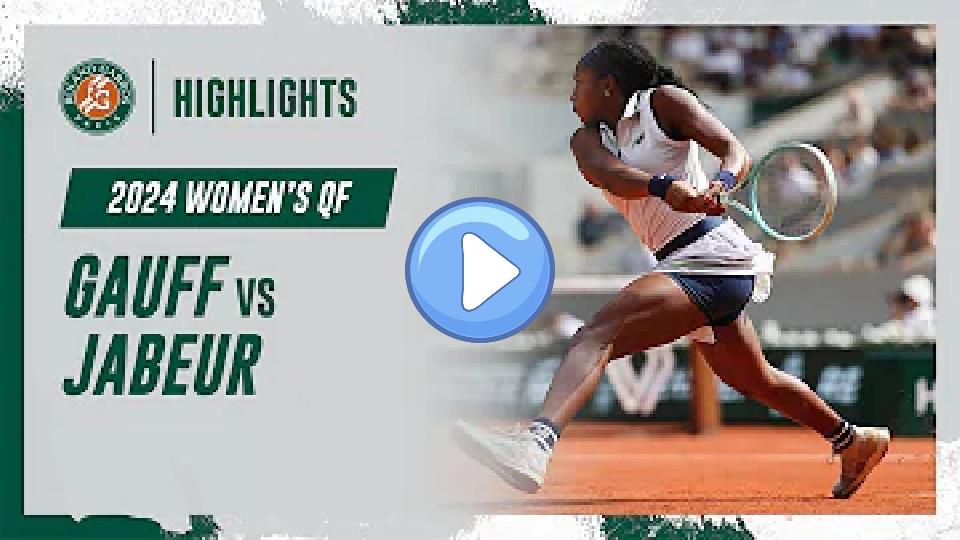 Video thumb: Gauff vs Jabeur Quarter-final Highlights | Roland Garros 2024